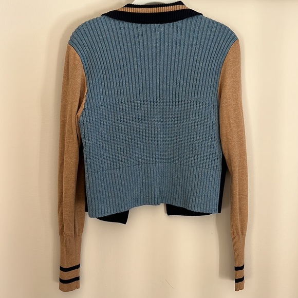 CAbi Turn Back Collared Color Block Cardigan | M - Picture 3 of 8